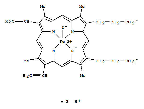 Ferrate(2-),[7,12-diethenyl-3,8,13,17-tetramethyl-21H,23H-porphine-2,18-dipropanoato(4-)-N21,N22,N23,N24]iodo-,dihydrogen, (SP-5-13)-