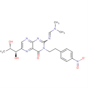 Methanimidamide,N'-[6-[(1R,2S)-1,2-dihydroxypropyl]-3,4-dihydro-3-[2-(4-nitrophenyl)ethyl]-4-oxo-2-pteridinyl]-N,N-dimethyl- molecular structure