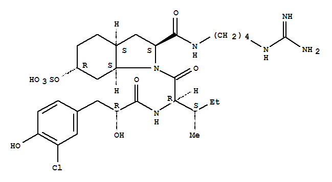 Sulfuric acid,mono[(2S,3aS,6R,7aS)-2-[[[4-[(aminoiminomethyl)amino]butyl]amino]carbonyl]-1-[(2R,3S)-2-[[(2R)-3-(3-chloro-4-hydroxyphenyl)-2-hydroxy-1-oxopropyl]amino]-3-methyl-1-oxopentyl]octahydro-1H-indol-6-yl]ester
