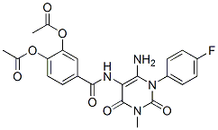 Benzamide, 3,4-bis(acetyloxy)-N-[6-amino-1-(4-fluorophenyl)-1,2,3,4-tetrahydro-3-methyl-2,4-dioxo-5-pyrimidinyl]- molecular structure