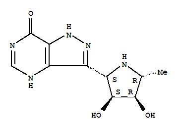 7H-Pyrazolo4,3-dpyrimidin-7-one, 3-(2S,3S,4R,5R)-3,4-dihydroxy-5-methyl-2-pyrrolidinyl-1,4-dihydro- molecular structure
