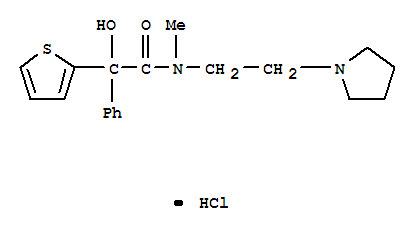 2-hydroxy-N-methyl-2-phenyl-N-[2-(pyrrolidin-1-yl)ethyl]-2-(thiophen-2-yl)acetamide hydrochloride (1:1) molecular structure