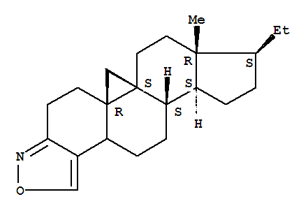 6H,7H-Cyclopenta[7,8]cyclopropa[4a,4b]phenanthro[2,1-c]isoxazole,9,19-cyclopregnano[3,4-c]isoxazole deriv. molecular structure