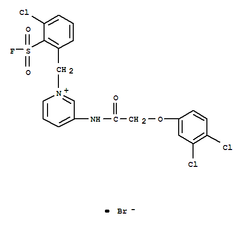 1-[3-Chloro-2-(fluorosulfonyl)benzyl]-3-{[(3,4-dichlorophenoxy)acetyl]amino}pyridinium bromide molecular structure