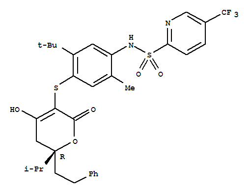 N-(5-tert-butyl-4-{[(2R)-6-hydroxy-2-(1-methylethyl)-4-oxo-2-(2-phenylethyl)-3,4-dihydro-2H-pyran-5-yl]sulfanyl}-2-methylphenyl)-5-(trifluoromethyl)pyridine-2-sulfonamide