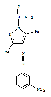 3-methyl-4-[(E)-(3-nitrophenyl)diazenyl]-5-phenyl-1H-pyrazole-1-carbothioamide molecular structure
