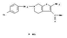 Thieno(2,3-c)pyridine-3-carboxylic acid, 4,5,6,7-tetrahydro-2-amino-6-(p-chlorobenzyl)-, ethyl ester, hydrochloride molecular structure