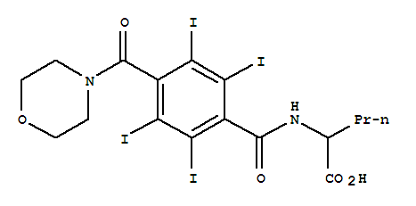 N-[2,3,5,6-tetraiodo-4-(morpholin-4-ylcarbonyl)benzoyl]-L-norvaline molecular structure