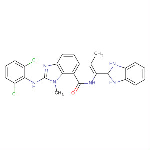 9H-Imidazo[4,5-h]isoquinolin-9-one,2-[(2,6-dichlorophenyl)amino]-7-(2,3-dihydro-1H-benzimidazol-2-yl)-1,8-dihydro-1,6-dimethyl- molecular structure