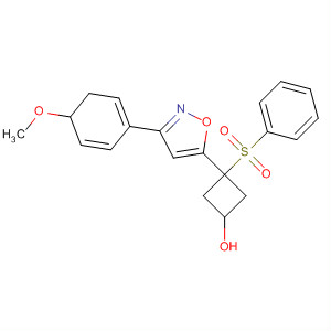 Cyclobutanol,3-[4,5-dihydro-3-(4-methoxyphenyl)-5-isoxazolyl]-3-(phenylsulfonyl)- molecular structure