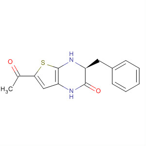 Thieno[2,3-b]pyrazin-2(1H)-one, 6-acetyl-3,4-dihydro-3-(phenylmethyl)-,(3S)- molecular structure