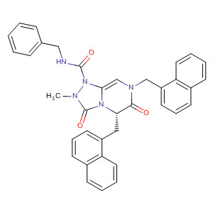 1,2,4-Triazolo[4,3-a]pyrazine-1(5H)-carboxamide,
hexahydro-2-methyl-5,7-bis(1-naphthalenylmethyl)-3,6-dioxo-N-(phenyl
methyl)-, (5S)- molecular structure