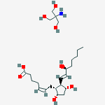 (E,Z)-(1R,2R,3R,5S)-7-(3,5-DIHYDROXY-2-((3S)-(3-HYDROXY-1-OCTENYL))CYCLOPENTYL)-5-HEPTENOIC ACID COMPOUND WITH 2-AMINO-2-(HYDROXYMETHYL)-1,3-PROPANEDIOL (1:1) molecular structure