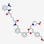 N'-(2-aminophenyl)-n-[[3-[3-[4-[4-(hydroxymethyl)phenyl]-6-[(3-hydroxypyrrolidin-1-yl)methyl]-1,3-dioxan-2-yl]phenyl]phenyl]methyl]hexanediamide molecular structure