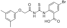 5-BROMO-2-[[[[(3,5-DIMETHYLPHENOXY)ACETYL]AMINO]THIOXOMETHYL]AMINO]-BENZOIC ACID molecular structure