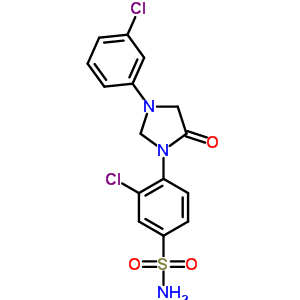 3-CHLORO-4-(3-(3-CHLOROPHENYL)-5-OXO-1-IMIDAZOLIDINYL)BENZENESULFONAMIDE molecular structure