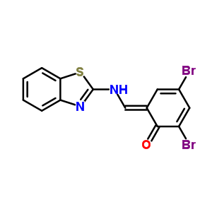 (6E)-6-[(1,3-benzothiazol-2-ylamino)methylidene]-2,4-dibromocyclohexa-2,4-dien-1-one molecular structure