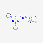 N-[(e)-1,3-benzodioxol-5-ylmethylideneamino]-4,6-dipyrrolidin-1-yl-1,3,5-triazin-2-amine molecular structure