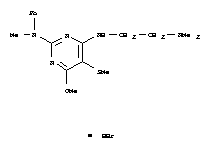 N~4~-[2-(dimethylamino)ethyl]-6-methoxy-N~2~-methyl-5-(methylsulfanyl)-N~2~-phenylpyrimidine-2,4-diamine hydrobromide molecular structure