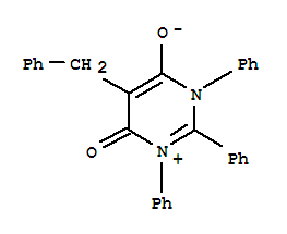 5-benzyl-6-hydroxy-4-oxo-1,2,3-triphenyl-3,4-dihydropyrimidin-1-ium molecular structure