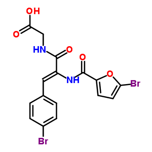 N-[(2Z)-2-{[(5-bromofuran-2-yl)carbonyl]amino}-3-(4-bromophenyl)prop-2-enoyl]glycine molecular structure