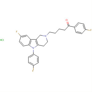 1-Pentanone,5-[8-fluoro-5-(4-fluorophenyl)-1,3,4,5-tetrahydro-2H-pyrido[4,3-b]indol-2-yl]-1-(4-fluorophenyl)-, monohydrochloride molecular structure