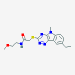 ACETAMIDE,2-[(8-ETHYL-5-METHYL-5H-1,2,4-TRIAZINO[5,6-B]INDOL-3-YL)THIO]-N-(2-METHOXYETHYL)- molecular structure