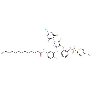 Tridecanamide,N-[4-chloro-3-[[4,5-dihydro-4-[[2-[[(4-methylphenyl)sulfonyl]amino]phenyl]thio]-5-oxo-1-(2,4,6-trichlorophenyl)-1H-pyrazol-3-yl]amino]phenyl]- molecular structure