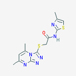 ACETAMIDE,2-[(5,7-DIMETHYL-1,2,4-TRIAZOLO[4,3-A]PYRIMIDIN-3-YL)THIO]-N-(4-METHYL-THIAZOL-2-YL)- molecular structure