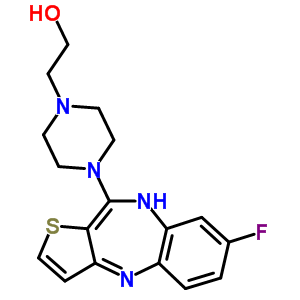 2-[4-(7-fluoro-9H-thieno[3,2-b][1,5]benzodiazepin-10-yl)piperazin-1-yl]ethanol molecular structure