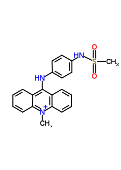 10-methyl-9-({4-[(methylsulfonyl)amino]phenyl}amino)acridinium molecular structure