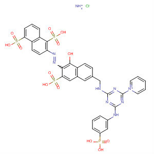 Pyridinium,1-[4-[[6-[(1,5-disulfo-2-naphthalenyl)azo]-5-hydroxy-7-sulfo-2-naphthalenyl]methylamino]-6-[(3-phosphonophenyl)amino]-1,3,5-triazin-2-yl]-,chloride, ammonium salt molecular structure