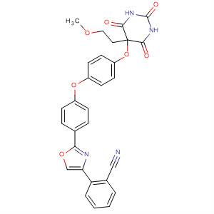 Benzonitrile,2-[2-[4-[4-[[hexahydro-5-(2-methoxyethyl)-2,4,6-trioxo-5-pyrimidinyl]oxy]phenoxy]phenyl]-4-oxazolyl]- molecular structure