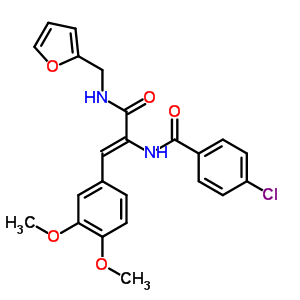 4-chloro-N-{(1Z)-1-(3,4-dimethoxyphenyl)-3-[(furan-2-ylmethyl)amino]-3-oxoprop-1-en-2-yl}benzamide molecular structure