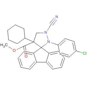 Spiro[9H-fluorene-9,3'-[3H]pyrazole]-4'-carboxylic acid,2'-(4-chlorophenyl)-1'-cyano-1',2',4',5'-tetrahydro-4'-phenyl-, methylester molecular structure
