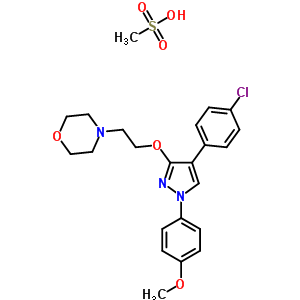 4-(2-{[4-(4-chlorophenyl)-1-(4-methoxyphenyl)-1H-pyrazol-3-yl]oxy}ethyl)morpholine methanesulfonate molecular structure