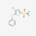 4-chloro-5-(phenylthio)thiophene-2-sulfonamide molecular structure