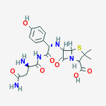6-{[(1S)-2-(D-asparaginylamino)-1-(4-hydroxyphenyl)-2-oxoethyl]amino}-3,3-dimethyl-7-oxo-4-thia-1-azabicyclo[3.2.0]heptane-2-carboxylic acid molecular structure