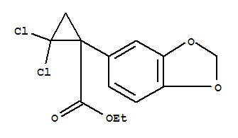Cyclopropanecarboxylic acid, 1-(1,3-benzodioxol-5-yl)-2,2-dichloro-, ethyl ester, (+-)- molecular structure