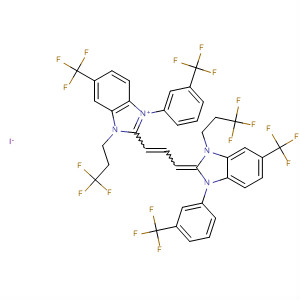 1H-Benzimidazolium,2-[3-[1,3-dihydro-5-(trifluoromethyl)-1-[3-(trifluoromethyl)phenyl]-3-(3,3,3-trifluoropropyl)-2H-benzimidazol-2-ylidene]-1-propenyl]-5-(trifluoromethyl)-1-[3-(trifluoromethyl)phenyl]-3-(3,3,3-trifluoropropyl)-, iodide