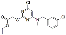 [[4-Chloro-6-[[(3-chlorophenyl)methyl]methylamino]-2-pyrimidinyl]thio]acetic acid ethyl ester molecular structure
