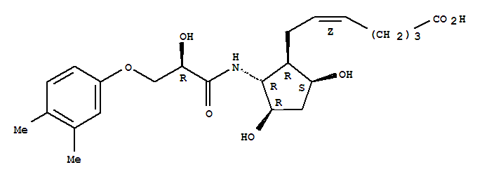 (5Z)-7-[(1R,2R,3R,5S)-2-{[(2R)-3-(3,4-dimethylphenoxy)-2-hydroxypropanoyl]amino}-3,5-dihydroxycyclopentyl]hept-5-enoic acid molecular structure