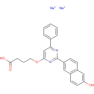 Butanoic acid,4-[[2-(6-hydroxy-2-naphthalenyl)-6-phenyl-4-pyrimidinyl]oxy]-, disodiumsalt molecular structure