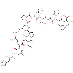 L-Threonine,L-histidyl-L-leucyl-L-glutaminyl-L-isoleucyl-L-prolyl-L-lysyl-L-prolyl-L-histidyl-L-valyl-L-histidyl-L-histidyl- molecular structure