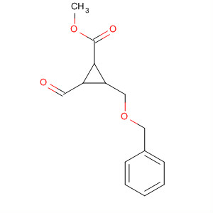 Cyclopropanecarboxylic acid, 2-formyl-3-[(phenylmethoxy)methyl]-,methyl ester, (1S,2S,3R)- molecular structure