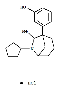 6-cyclopentyl-1-(3-hydroxyphenyl)-7-methyl-6-azoniabicyclo[3.2.1]octane chloride molecular structure