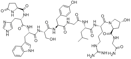 PGLU-HIS-TRP-SER-TYR-GLY-LEU-ARG-HYP-GLY-NH2 molecular structure