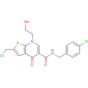 Thieno[2,3-b]pyridine-5-carboxamide,2-(chloromethyl)-N-[(4-chlorophenyl)methyl]-4,7-dihydro-7-(2-hydroxyethyl)-4-oxo- molecular structure