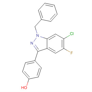 Phenol, 4-[6-chloro-5-fluoro-1-(phenylmethyl)-1H-indazol-3-yl]- molecular structure