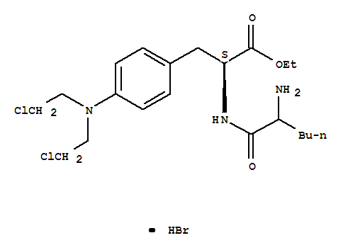 ethyl L-norleucyl-4-[bis(2-chloroethyl)amino]-L-phenylalaninate hydrobromide molecular structure